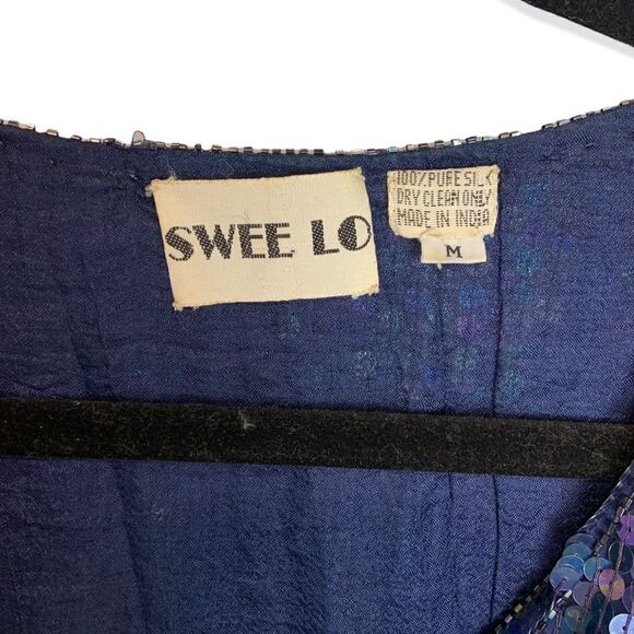 Vintage Swee Lo Silk Sequin Long Sleeve Blouse - Picture 3 of 7